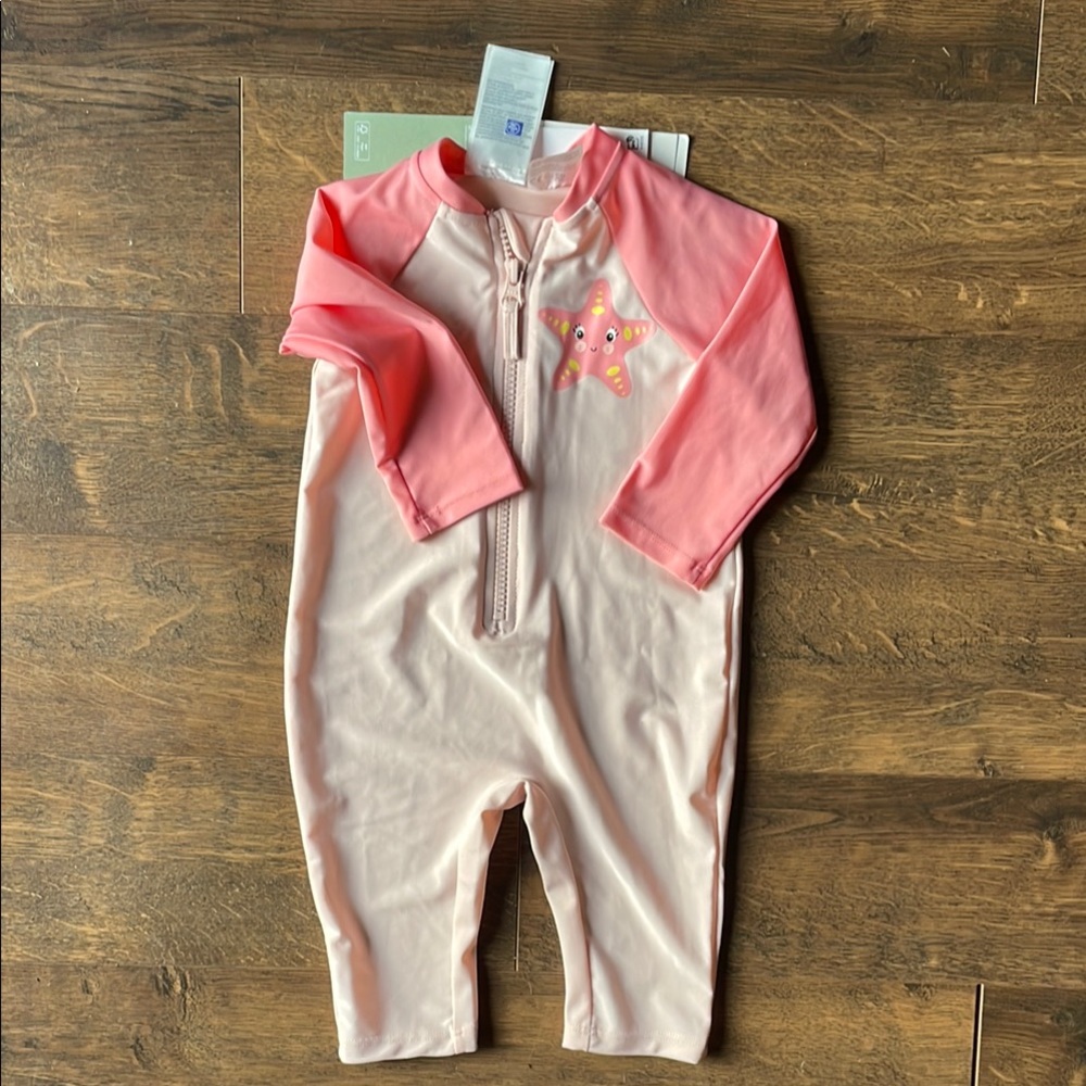 Pink Starfish Baby Swimsuit